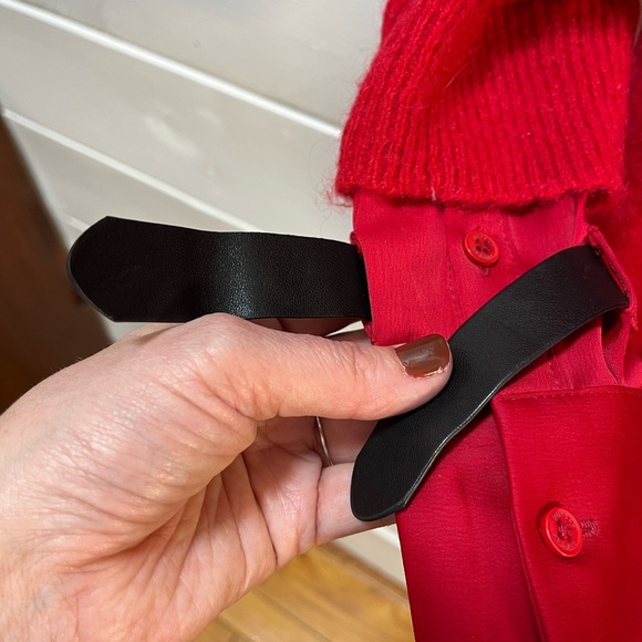 RUDSAK – Red Wool & Mohair Sweater with Leather Details – Size P/ - Picture 6 of 13